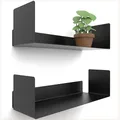 UNITURE® - 2er Set - Modernes Wandregal Schwarz - 2x40 cm Bücherregal schwebend, Bilderleiste schwarz