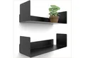 UNITURE Wandregal Moderne Regal Wand Design 2er Set - 2x40 cm Bücherregal schwebend, Bilderleiste schwarz - Wandregal, Regal, Metall