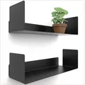 ®  2er Set  Modernes Wandregal Schwarz  2x40 cm Bücherregal schwebend, Bilder...