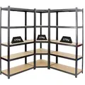 Mega Deal | 1x Eckregal + 2x Schwerlastregal Ragnar | HxBxT 180x160x40cm | Fachlast 175 kg | Schwarz - Schwarz
