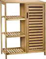 Badezimmerschrank aus Bambus mit 3 Ablagen und Schranktür Badregal Badschrank Badezimmerregal Holzschrank für Bad Küche oder Flur 87x66x33cm Natural