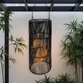 3.07 Solarlampe mit 3 Glühbirnen zum hängen oder stellen - ca. 47 cm - Garten Deko Lampe in schwarz (groß) - Schwarz
