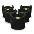 Mactoou Stofftopf, 5 Stück 12 L Pflanzsack, Vliesstoff Pflanztasche mit Griffe für Kartoffeln, Tomaten und Erdbeeren - 3 Gallonen