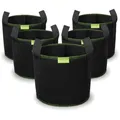 Set mit 5x 12L Atmungsaktiven Vliesstoff Pflanzsäcken für Gemüse - Schwarz