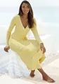 Strickkleid, Loungekleid zum wickeln mit Taillengürtel, Loungewear, Gr. 32/34 - N-Gr, gelb N-Gr