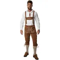 dressforfun 900815 Männer Lederhose mit Träger, Kniebund Hose in klassischer Optik, mit dezenten Stickereien, braun - Diverse Größen - (M| Nr. 302836)