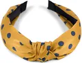 styleBREAKER Damen Haarreif mit Punkte Muster und Knoten im Retro Style, Rockabilly, Vintage Look, Haarband, Headband 04026015, Farbe:Curry-Dunkelblau