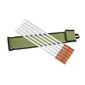 BEM Premium Edelstahl Grillspieße für Kebab, Schaschlik und Fleisch, 6 Stück, 60 cm lang mit Holzgriffen und Aufbewahrungstasche, ideal für Adana Kebab, Rumpsteak, Schweinelende, Lamm, Schweinenacken