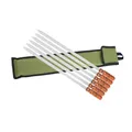 Kaufbei ADANA Kebab Edelstahl Grillspieße Schaschlikspieße 6Stk 60cm Holzgriff