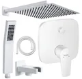 Hansgrohe und Jowi Duscharmatur Talis E Unterputz Duschsystem Weiß Regendusche (Unterputz-Duschsystem, Set) Farbe der Armaturen: Mattweiß, Farbe der Düsen: Schwarz