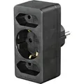 Hama Steckdosenadapter 223216, 3-fach Schutzkontakt und EURO, schwarz