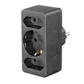 Hama Steckdosenadapter (Steckdosenadapter 3fach, 2 Euro, 1 Schutzkontakt, Mehrfachstecker, Multistecker, Mehrfachsteckdose, Mehrfachsteckdose ohne Kabel, Multisteckdose, 3fach Multistecker) schwarz
