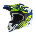 O'NEAL | Motocross-Helm | MX Enduro | ABS-Schale, Lüftungsöffnungen für optimale Belüftung & Kühlung | 2SRS Helmet Spyde 2.0 | Erwachsene | Blau Weiß Gelb | Größe S
