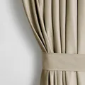 Set Vorhang H 270 x B 140 cm mit Raffhalter 54 x 10 cm Velvet Optik Beige 1 S...