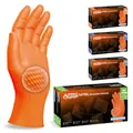 PROGRIP Einweghandschuhe Diamant Grip, Orange, Einmalhandschuhe Extra Stark, Nitrilhandschuhe Gr. M, 2x dicker, Handschuhe Einweg, Arbeitshandschuhe für Werkstatt & Montage, 50 Stk/Box