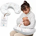 Totsy Baby Stillkissen klein Mond Minky 130 cm - Nursing und Breastfeeding Pillow Stillmond Stützkissen Stillhörnchen kleines Still Kissen und Lagerungskissen beim Stillen Oeko-Tex Eulen Grau B