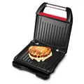 George Foreman Kontaktgrill & Panini- / Sandwichgrill [Größe 24x17cm - für 3 Portionen] Compact Steel Rot (für Fleisch, Fisch und Gemüse, Panini und Sandwichmaker, Reduziert bis zu 42 % Fett)25030-56