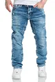 Amaci&Sons Herren Dicke Nähte Destroyed Jeans Regular Slim Denim Hose Fit 7983WC Hellblau W29/L30