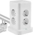 Echos - 12-in-1 Steckdosenturm mit 3m Kabel 8 Fach Mehrfachsteckdose mit USB C - Steckdosenleiste 4 Fach USB Mehrfachstecker mit Schalter Cube Steckdosenadapter mit Kindersicherung 3680W