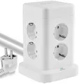 Echos 12-in-1 Steckdosenturm mit 3m Kabel 8 Fach Mehrfachsteckdose mit USB C