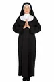 Foxxeo Schwarzes Nonnen Kostüm für Damen Faschin Karneval Kirchen Motto Party Größe XXL