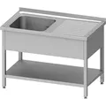 Spültisch mit Grundboden 1000x700x850 mm, mit einem Becken links, mit Aufkantung, verschweißt