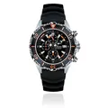 CHRIS BENZ Depthmeter Chronograph 300M Taucheruhr mit schwarzem Kautschukband, Korallenorange