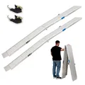 TRUTZHOLM 2 x Alu Auffahrrampe klappbar 307 cm extra lang 900 kg geriffelt Motorradrampen bewegliche Auflage anpassungsfähig Flacher Auffahrwinkel Tragegriff grau