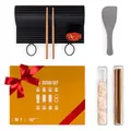 Blumtal Sushi Set - Spülmaschinenfeste Matte, Langlebiger Maker Mit Hochwertigen Edelholzstäbchen und Reislöffel für Anfänger und Profis