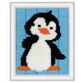 Gobelin Stickbilder Langstich Set Pinguin Lernset Nähen für Anfänger Bastelse...