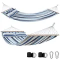yourGEAR Kauai - XXL Hängematte 240x160 cm mit Kissen | Hohe Belastbarkeit 300 kg | Smaragd oder Aqua | Baumwolle | Stabhängematte ideal für 2 Personen |TÜV geprüft | inkl. Befestigungsset
