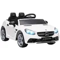 AIYAPLAY Mercedes SLC 300 Kinder Elektroauto 12V Kinderauto mit 2,4 G Fernbedienung, 2 Motor, Kinderfahrzeug mit LED-Scheinwerfern Hupe Musik Sicherheitsgurt Elektrofahrzeug für Kinder ab 3 Weiß