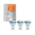 LEDVANCE LED-Reflektorlampe mit WiFi Technologie, Sockel GU10, Lichtfarbe änderbar (2700-6500K), RGB Farben , Dimmbar, ersetzt Reflektorlampen mit 32 W, SMART+ WiFi SPOT RGBW, 3er-Pack