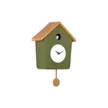 Wall Clock Cuckoo Light Army Green w. Ochre Yellow