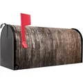 Banjado Amerikanischer Briefkasten Schwarz 48x22x16cm US Mailbox Letterbox Postkasten Stahl Pulverbeschichtet Motiv Altes Holz