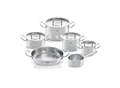 Fissler Kochtopfset Profi Collection, Silber, Metall, 6-teilig, 24 cm,20 cm,16 cm, 5 L,3 L,1.5 L,1 L, Messskala, backofengeeignet, breiter Schüttrand, Griffe werden nicht heiß, Kochen, Töpfe, Topfsets
