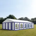 TOOLPORT PRO 6x12m Partyzelt, PVC-Plane, blau-weiß, mit Bodenrahmen - (7151)