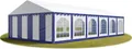 TOOLPORT Festzelt Partyzelt 6x12 m PREMIUM, hochwertige PVC Plane 750 N in blau-weiß 100% wasserdicht mit Bodenrahmen