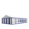 Festzelt Partyzelt 6x12 m Premium, hochwertige PVC Plane 750 N in blau-weiß 100% wasserdicht mit Bodenrahmen