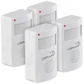 CASAcontrol 4er-Set Batterie-Durchgangsmelder mit PIR-Bewegungssensor, 8 m, 120°