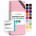 Jacobson Spannbettlaken BOXSPRING & ÜBERLÄNGE aus 100% Baumwolle, für hohe & lange Matratzen, Jersey Bettlaken 160 g/m2 rosa 140 - 160 cm x 220 cm