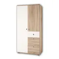 WIKI Eleganter Babyzimmer Kleiderschrank 2-türig - Vielseitiger Drehtürenschrank mit viel Stauraum in Eiche Sonoma Optik, Weiß - 90 x 191 x 53 cm (B/H/T)