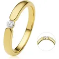 Diamantring ONE ELEMENT "0.13 ct Diamant Brillant Spannfassung Ring" Gr. 56, gold, Fingerringe, Damen, 56, 0,13 ct, Gelbgold 585-Gold-Diamanten, Gelbgold 585, Gold, Diamanten, aus 585 Gelbgold – perfekt als Geschenk zum Jahrestag oder Geburtstag