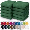 NatureMark 10er Set Frottee Waschlappen – 100% Baumwolle, weich & saugfähig – 30×30 cm, Dunkel grün