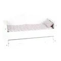 Kleines Fuß Holzpuppenbett mit Schublade und Bettwäsche, 4dlg.