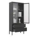 Mein-Regal Vitrine Paris Schrank Schwarz Industrial Style Wohnzimmer Möbel Arbeitszimmer - Metall Vitrinenschrank Schubladen, Türen, Einlegeböden - Mehrzweckschrank LxBxH 80x35x180 cm