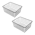 Spetebo Aufbewahrungskorb aus Metall 28 x 22 cm schwarz - 2er Set - Regal Gitterkorb Schrank Organizer - Drahtkorb Metallkorb Korb für Regal Schrank Küche Büro
