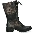 LAURA VITA Kunstlederstiefel Ncorail 85 noir schwarz grau taupe mit Schnürung + Reissverschluss Innnenseite Profilsohle flexibel bequeme Grösse 3... - Schwarz - 39
