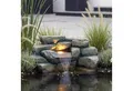 Arnusa Wasserfall Teichdekoration Wasserspiel für Teich Steinoptik mit LED Brunnen, 48 cm Breite, Springbrunnen Kaskade einfach am Teichrand integrieren