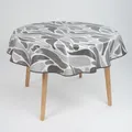 laro 140cm runde Wachstuch Tischdecke abwaschbar Wachstuchtischdecke mit Saum-Eingefasst-Paspelband, Muster:Schattenspiel Grau Schwarz, Größe: Rund 140cm